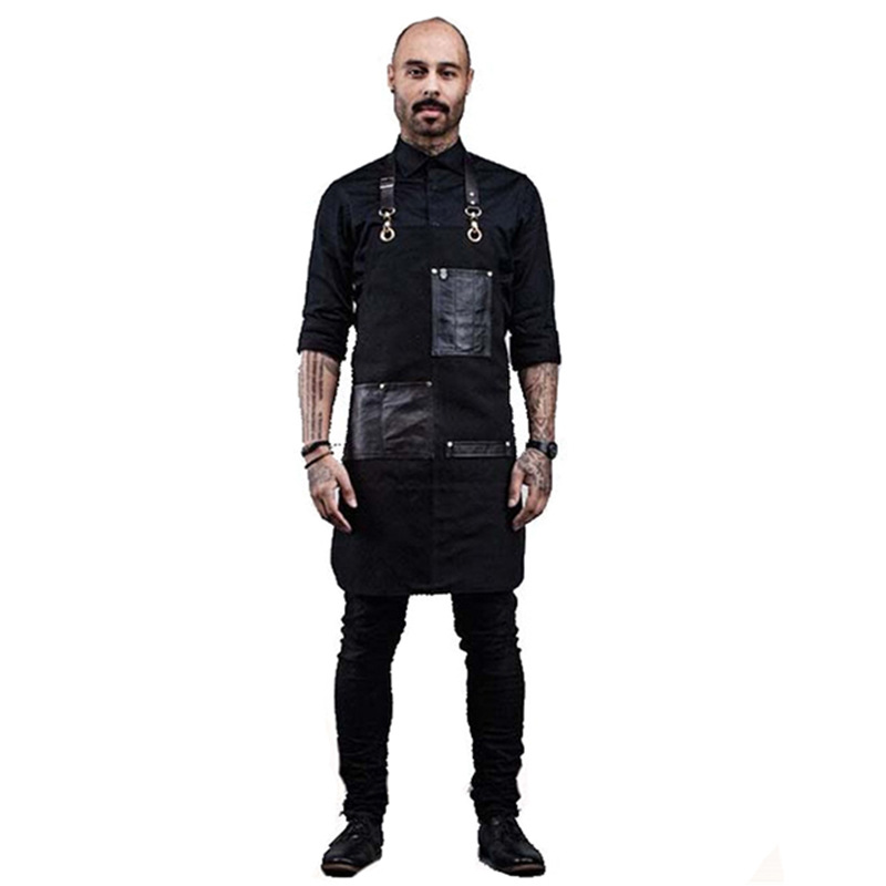 Comercio exterior espesado delantal de lona tallado hecho a mano carpintería ropa de trabajo bolsillo de cuero delantal de estudio al por mayor suministro directo de fábrica