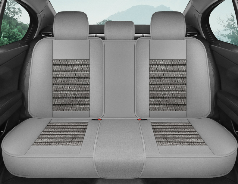 Temu Cross-Border Popular Linen Burlap Car Seat Cushion 2026 New Model Fabric Five-Seater Universal Seat Cover for All Seasons