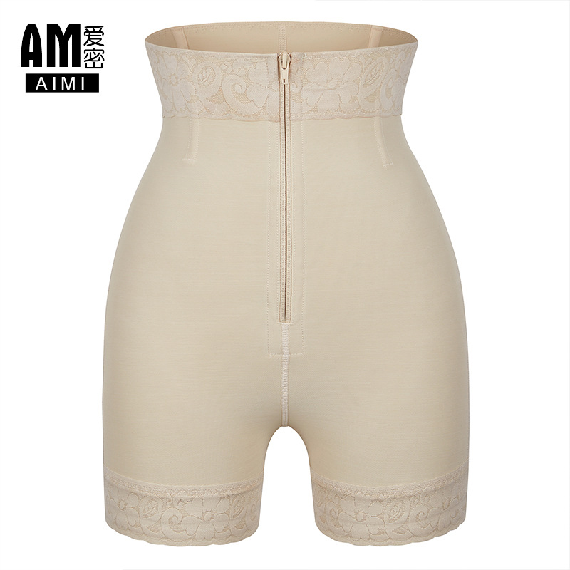 Cross-border shapewear, mid-waist tummy control pants, butt-lifting underwear, zipper belt hook lace corset, anti-rolling hem tummy control pants