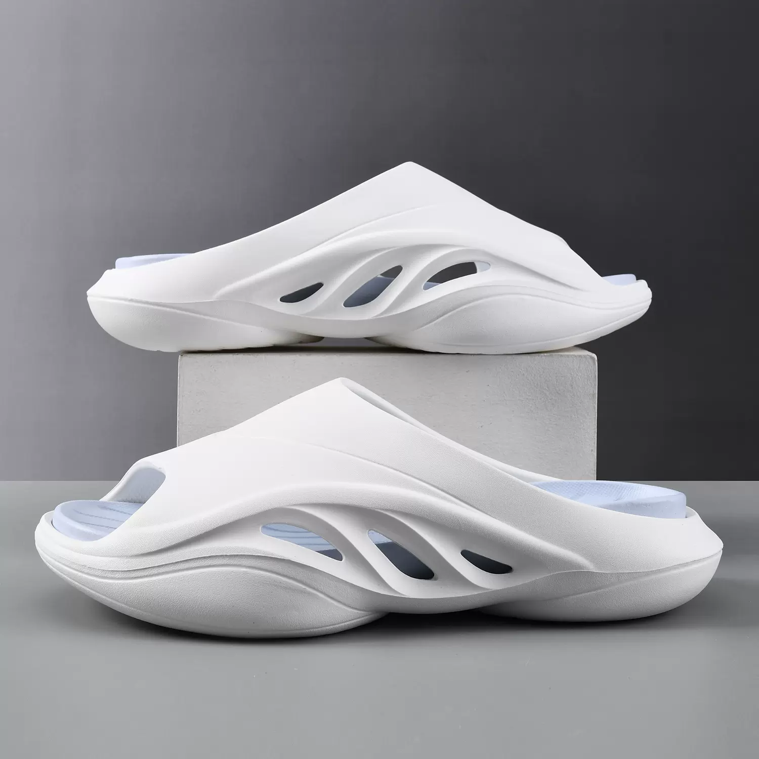 拖鞋男士夏季外穿镂空透气一字拖户外厚底耐磨增高防滑沙滩凉拖鞋