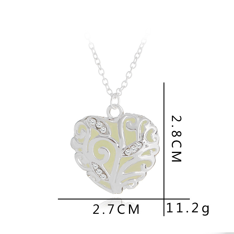 1 Piece Quantity 1 Piece Fashion Heart Shape Alloy Enamel Rhinestones Women's Pendant Necklace