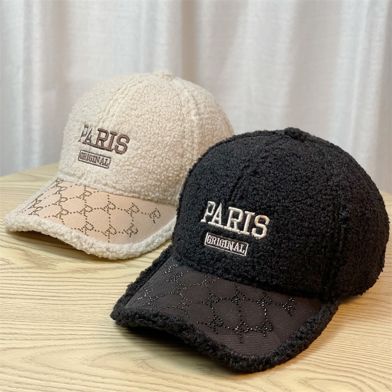 Herbst und Winter Kinder Brief Hot Diamond Lamm Fleece Baseball Damen Instagram vielseitige koreanische Mode Ente_voghion.com