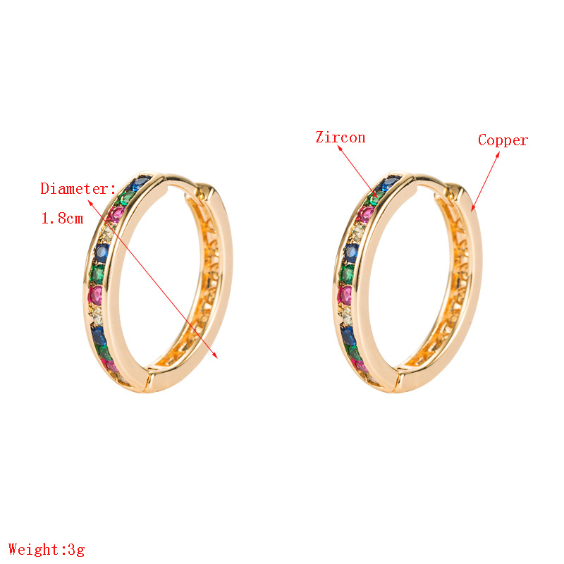Diamond Colorful Small Circle Earrings display picture 1