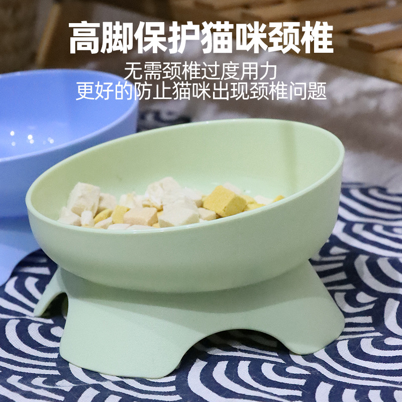 고양이를 위한 높고 큰 용량의 경사진 고양이 사료 그릇, 고양이 그릇, 뒤집히는 방지 식수 그릇, 목 보호대, 4개의 다리가 있는 고양이 그릇, 애완동물