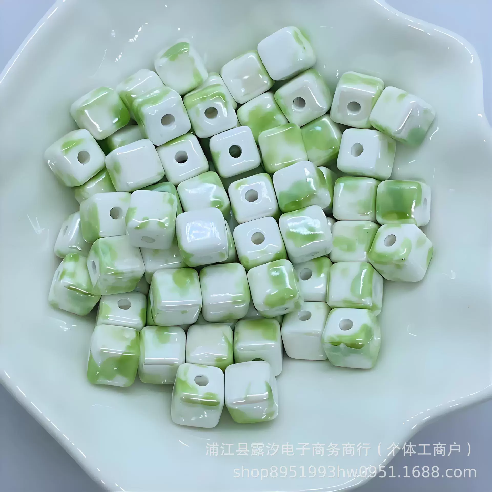 Handmade Ceramic Square Beads, 6/8/10 mm Polished Glazed Cubes for Necklace & Bracelet