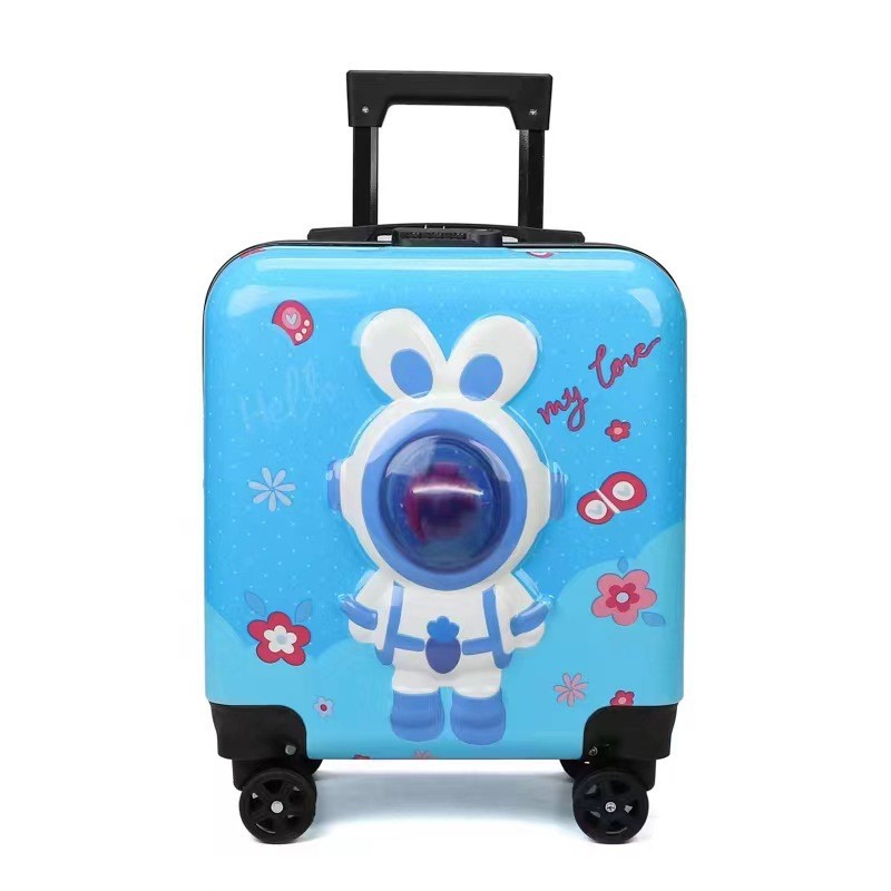 18 pulgadas carro de los niños caso logotipo imprimible equipaje universal rueda de dibujos animados lindo maleta en stock fábrica al por mayor