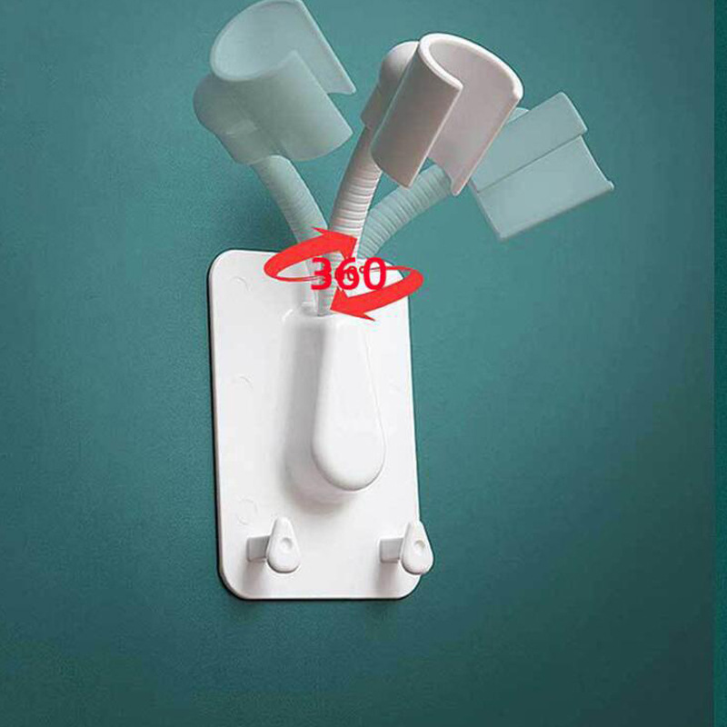 1750 Hole-Free Shower Bracket with Dual Hooks, Simple and Practical Shower Bracket, Rotatable and Adjustable Angle Shower Head Base