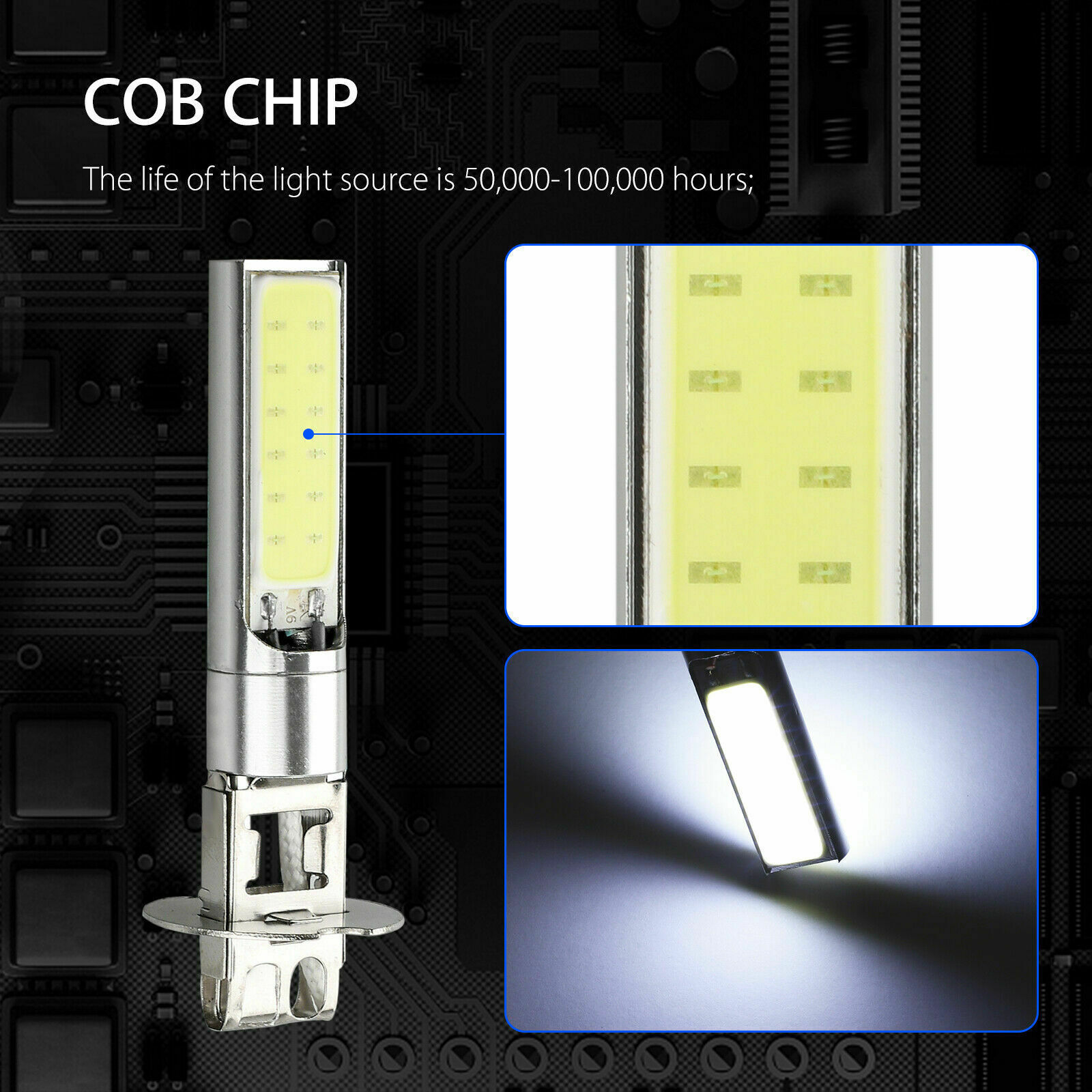 Comercio exterior COB lámpara de niebla LED de alta potencia H1 100W 12V lámpara de niebla de alto brillo H3