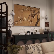 法式中古风客厅沙发背景墙装饰画中式复古风挂画艺术感侘寂风壁画