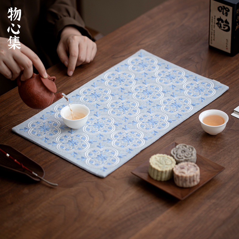 物心集纯手工刺绣窗花干泡席小清新茶室防水茶席禅意茶桌隔热垫|undefined