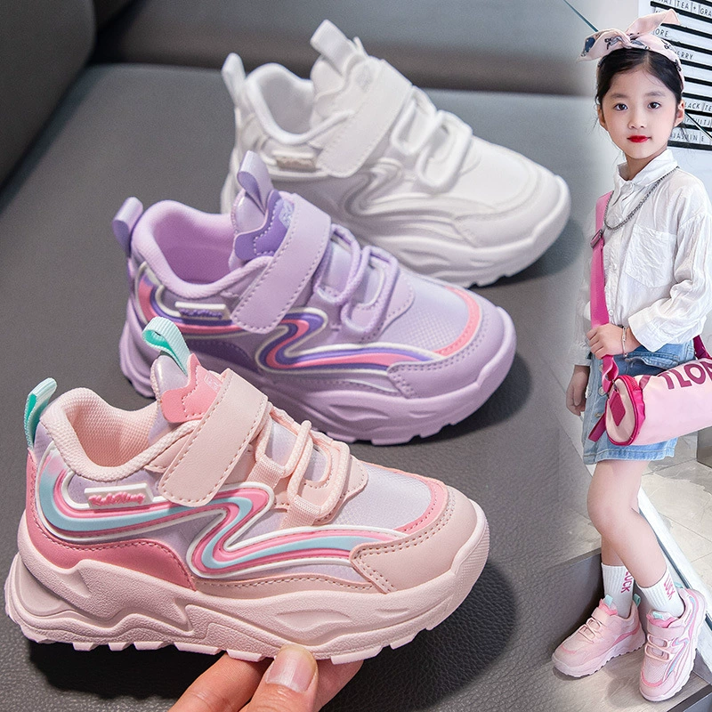 Детские кроссовки на весну и осень, Новые однотонные туфли для мальчиков и пап, кроссовки для девочек среднего и большого размера, белые туфли