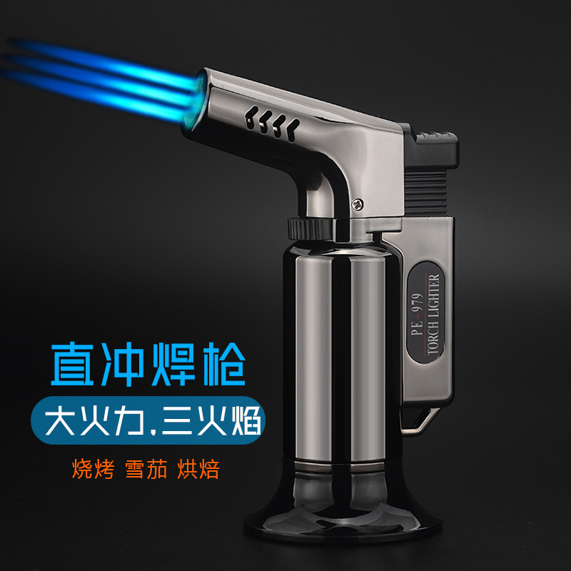 High temperature three fire direct punching inflatable windproof spray gun lighter Kitchen home outdoor barbecue point moxibustion point incense welding gun