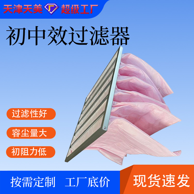 空气过滤器可清洗中效初效过滤器中央空调过滤网无纺布袋式过滤器