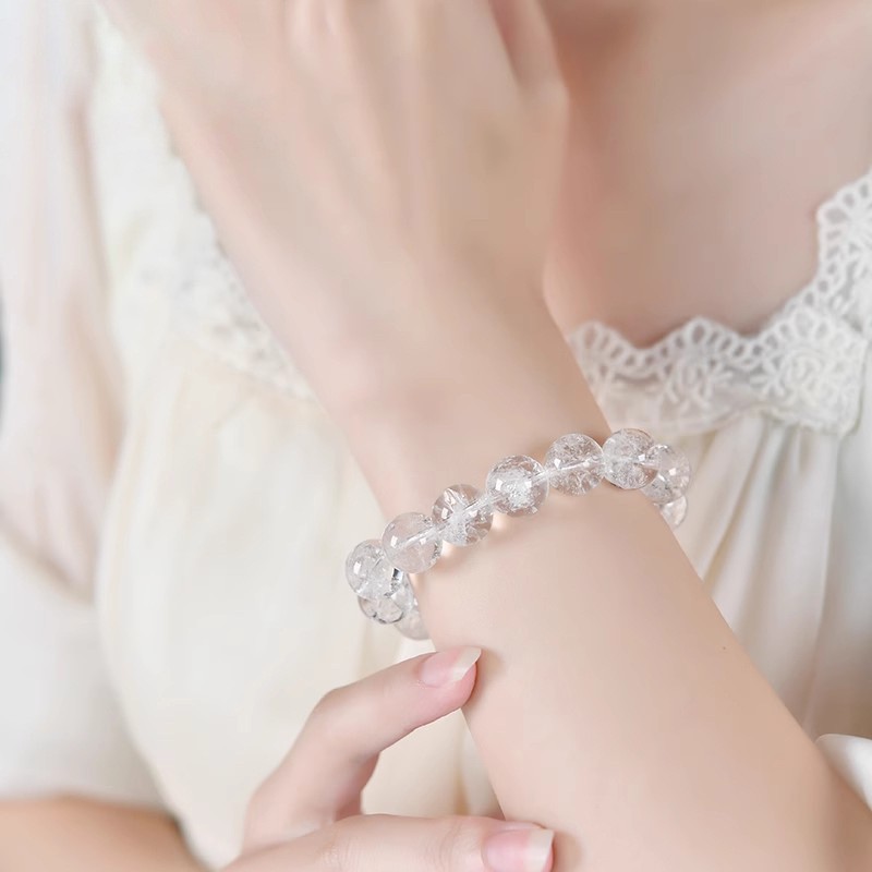 Cuentas sueltas de cristal natural Cuentas sueltas de Asai blancas Cuentas sueltas de bricolaje individuales Pulsera hecha a mano Accesorios de joyería