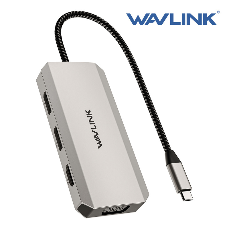 WAVLINK 7-in-1 Multi-port Adapter Dual 4k DP/HDM Notebook Electric Four Monitor Computer Docking Station WAVLINK 7-in-1 Multi-port Adapter Dual 4k DP/HDM Notebook Electric Four Monitor Computer Docking Station