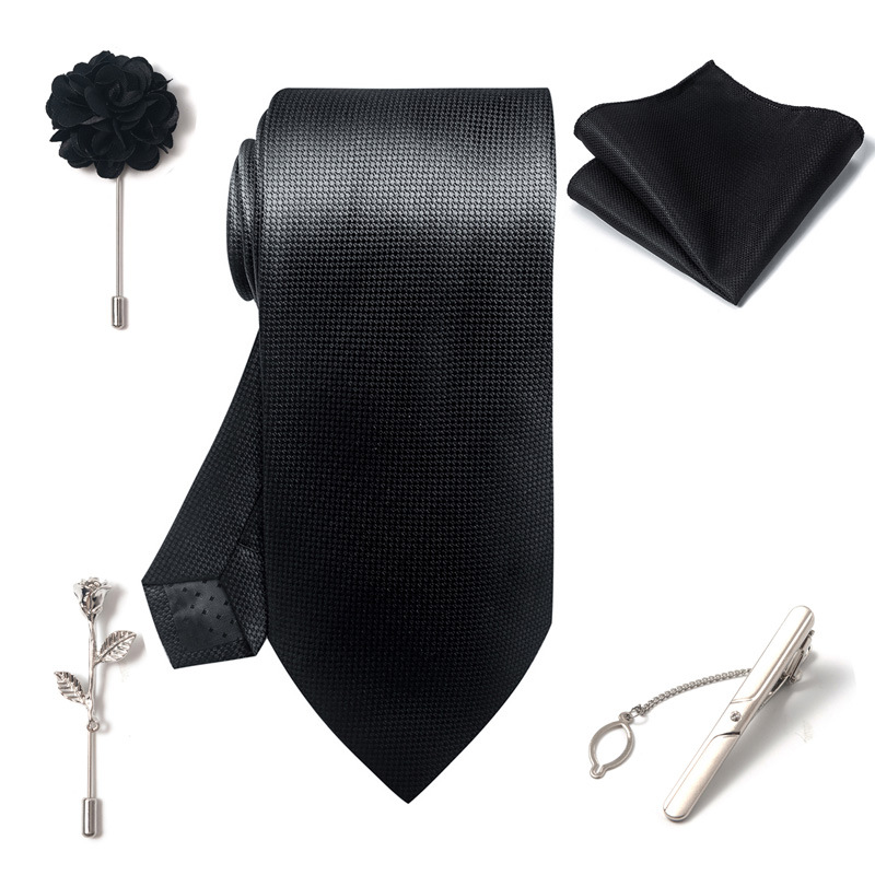 2024-es új divatos, divatos nyakkendő, üzletember, divatos tiszta színű, csíkos kesudió nyakkendő, 6 részes díszdobozban négyzet alakú sál nyakkendőkapcsos mellszett_voghion.com