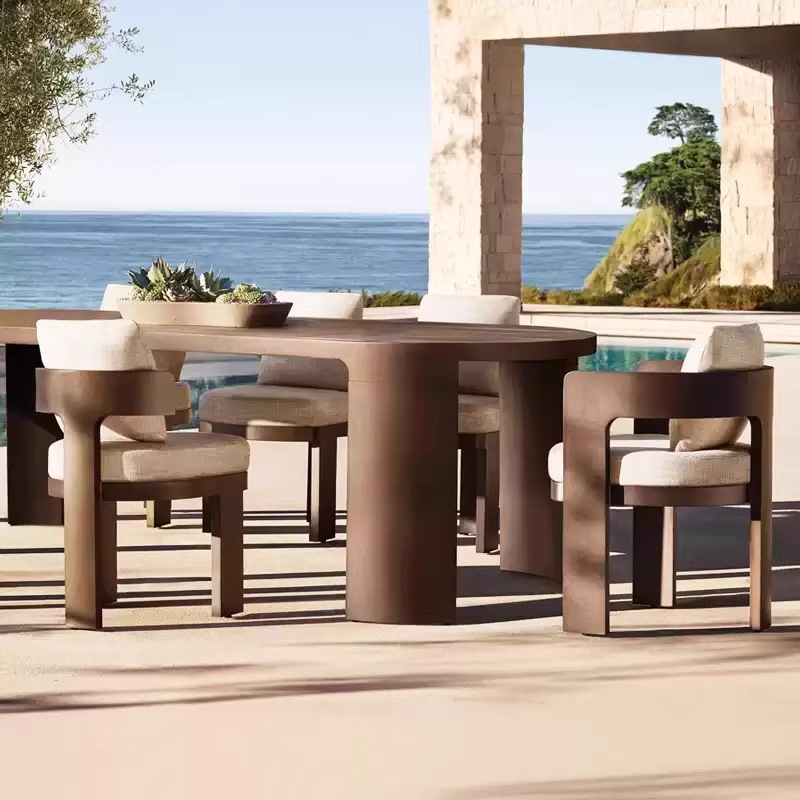 Sofá al aire libre exportación de aluminio patio villa hotel madera maciza al aire libre a prueba de lluvia y protección solar jardín muebles de terraza