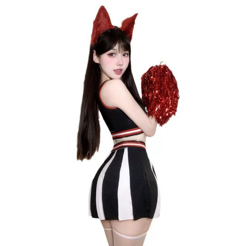 Одежда для выступлений чирлидинга, студенческая спортивная одежда для спортивных соревнований, одежда для выступлений чирлидинга, соревнования, короткая юбка, женская аэробика, черная