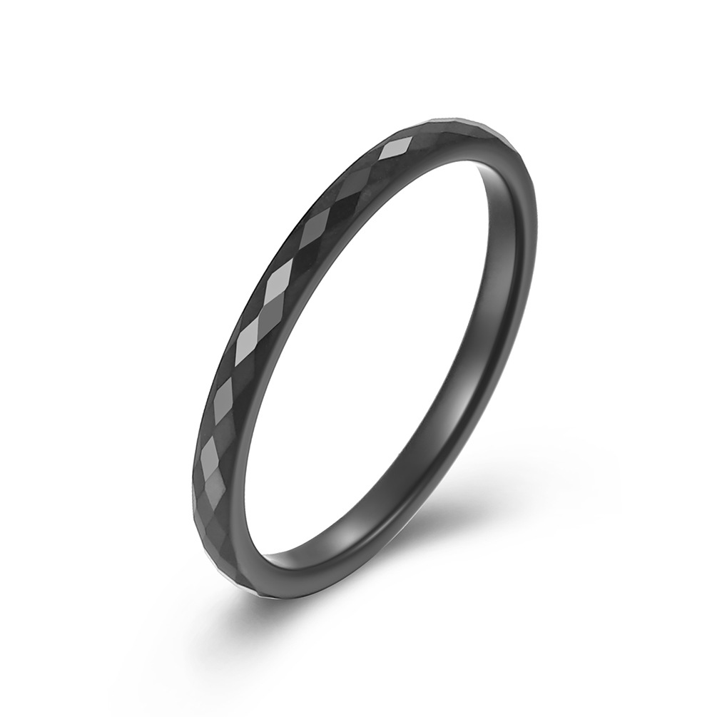 Comercio electrónico transfronterizo simple anillo de acero de tungsteno de corte de diamante estilo neutro moda apilamiento desgaste anillo liso tungsteno joyería de oro