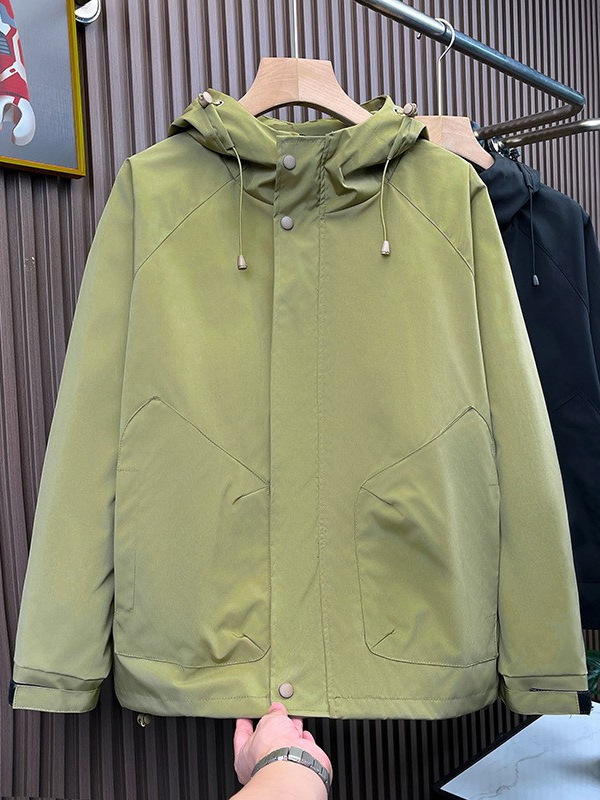 Chaqueta de primavera y otoño Chaqueta de hombre Chaqueta a prueba de viento Top de color sólido con capucha moda nueva moda casual suelta ropa de trabajo marea