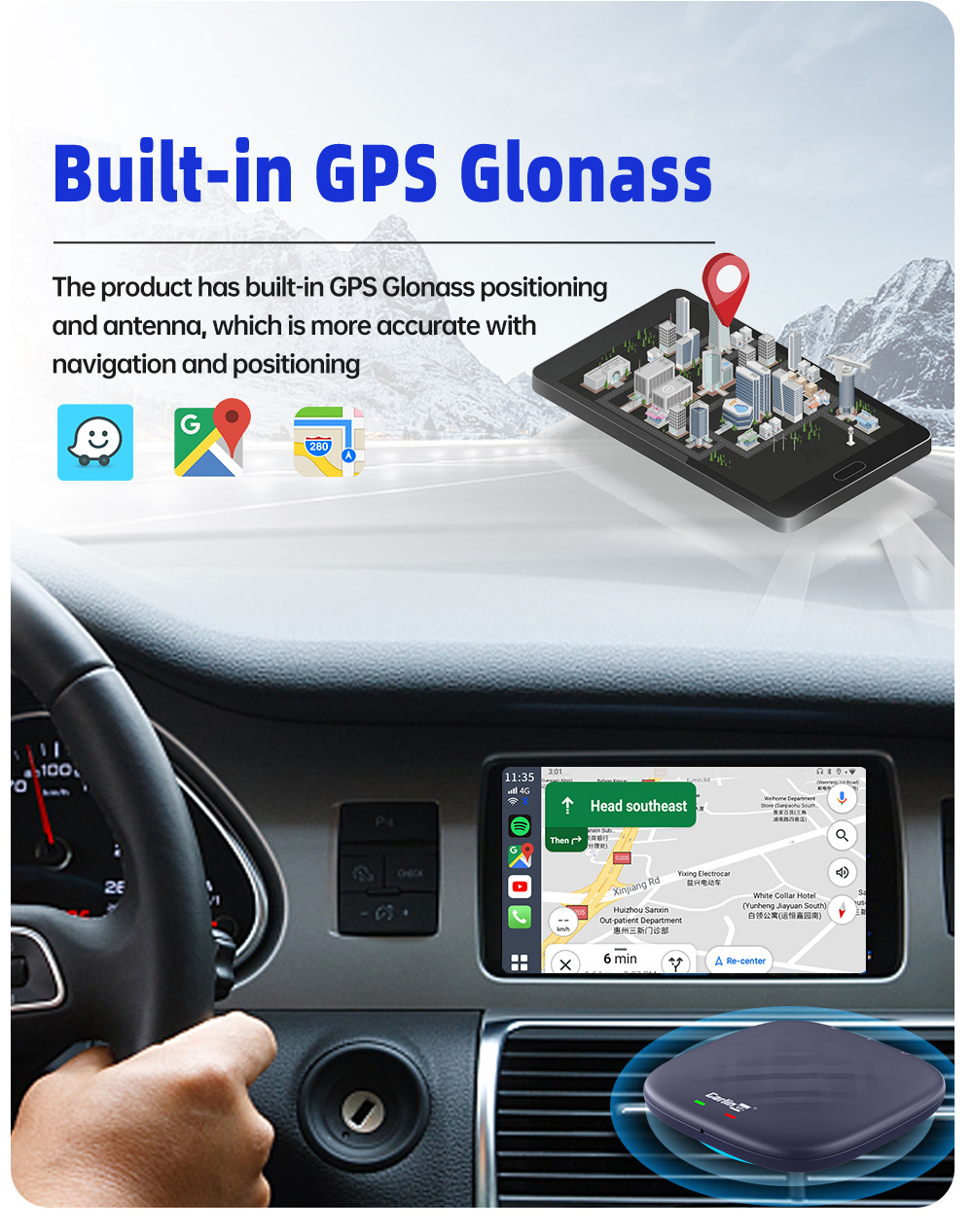 Carlinkit Qualcomm 6125 Connected Car Smart Box Car Wired to Wireless Carplay Car Box