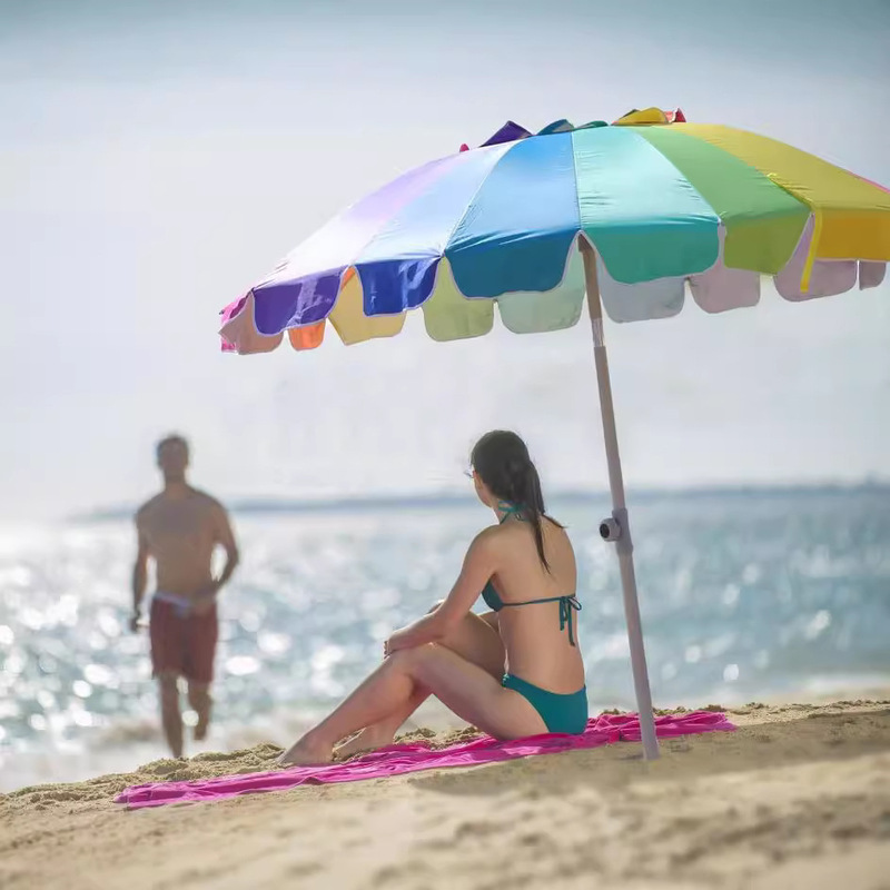 7ft Rainbow Beach Umbrella with Tilt Sun Shelteruv 50+ Protection Outdoor Umbrella Sun Shade with Carrying Bag 7ft Rainbow Beach Umbrella with Tilt Sun Shelteruv 50+ Protection Outdoor Umbrella Sun Shade with Carrying Bag
