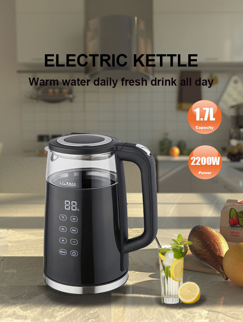 Electric Glass Kettle With Smart Touch Screen Temperature Control_voghion.com