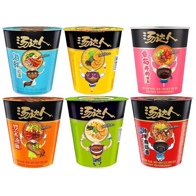 Unified Tang Da Ren Instant Noodles Japanese Tonkotsu Ramen Sour and Spicy Borscht Soup Instant Noodles Bucket Food Packaged in a Bucket