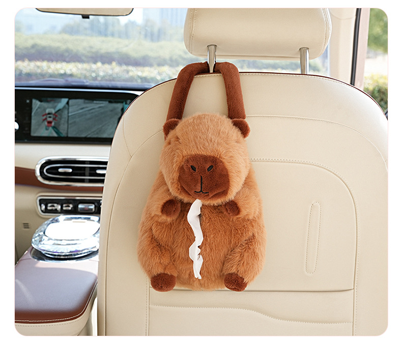 Cute Car Tissue Box Hanging Type Creative Capybara Car Tissue Box Car Tissue Hanging Bag Tissue Pack