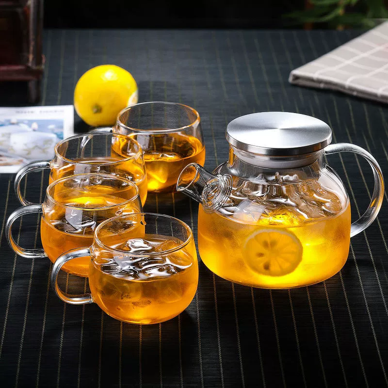 Japanese glass teapot, fruit tea, set, increased thickness