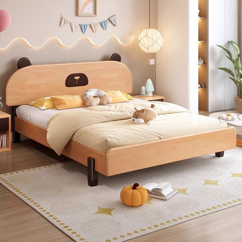 Solid Wood Kidsren's Bed.Mi Home Integrated Bed.Kidsren's Cute Cartoon Bed Rubber Wood Single Bed
