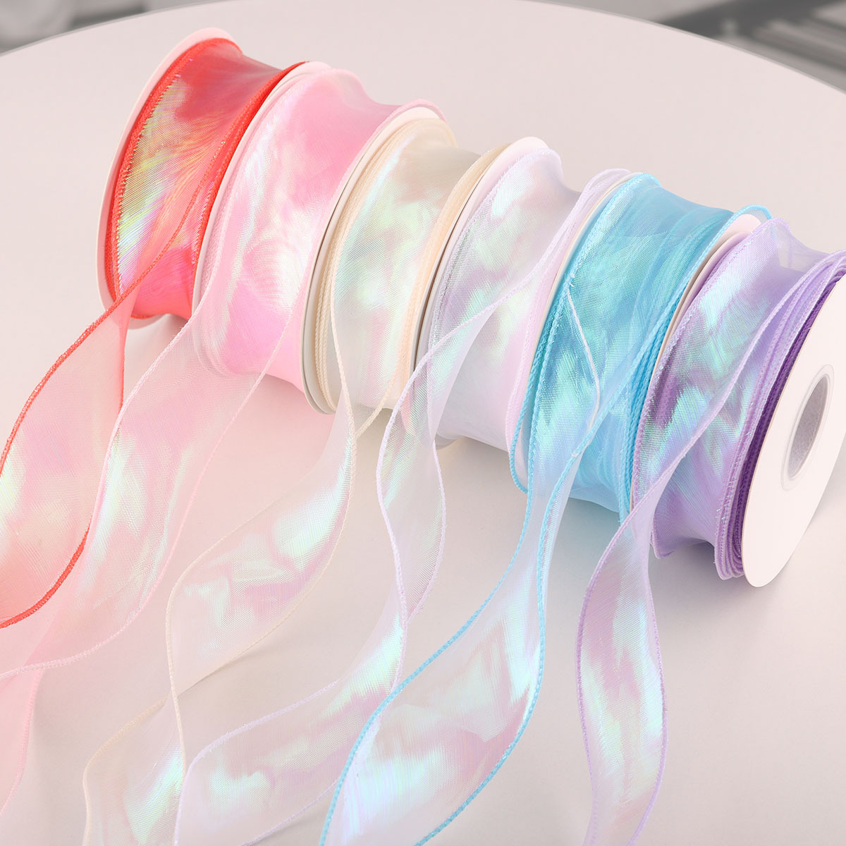 4cm Colorful Fish Tail Ribbon Edge Wave Fabric Flower Craft Gift Bouquet DIY Material Kit Flower Paper Wholesale Ribbon