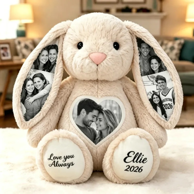 Muñeco de Peluche Conejo Orejas Largas de Algodón PP Bordado Personalizable para Regalos image 7