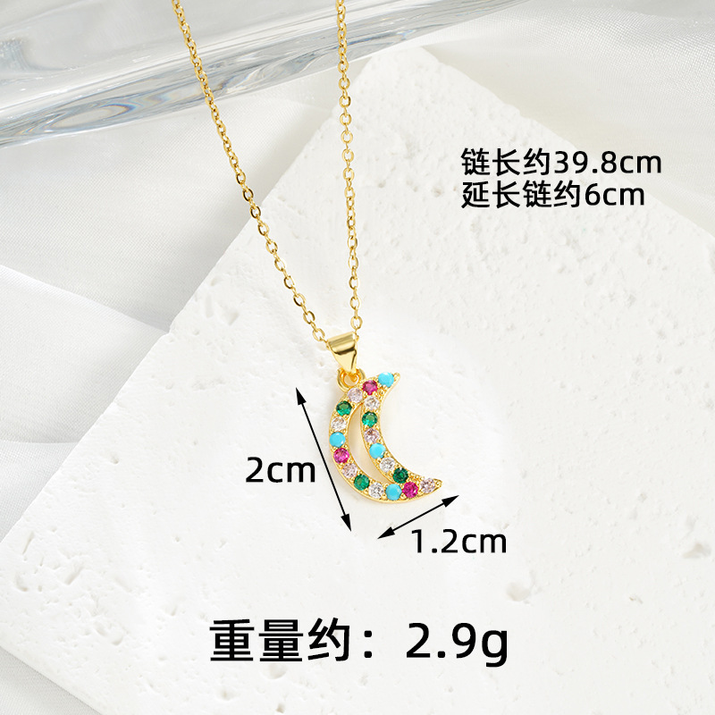 Collar de oro de arena vietnamita transfronterizo, estilo de lujo ligero, diamantes, luna hueca, diseño de nicho femenino, sentido del temperamento, joyería al por mayor