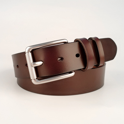 Men's genuine belt pin buckle men's retro cowhide belt high-end men's simple casual pants belt wholesale factory direct sale