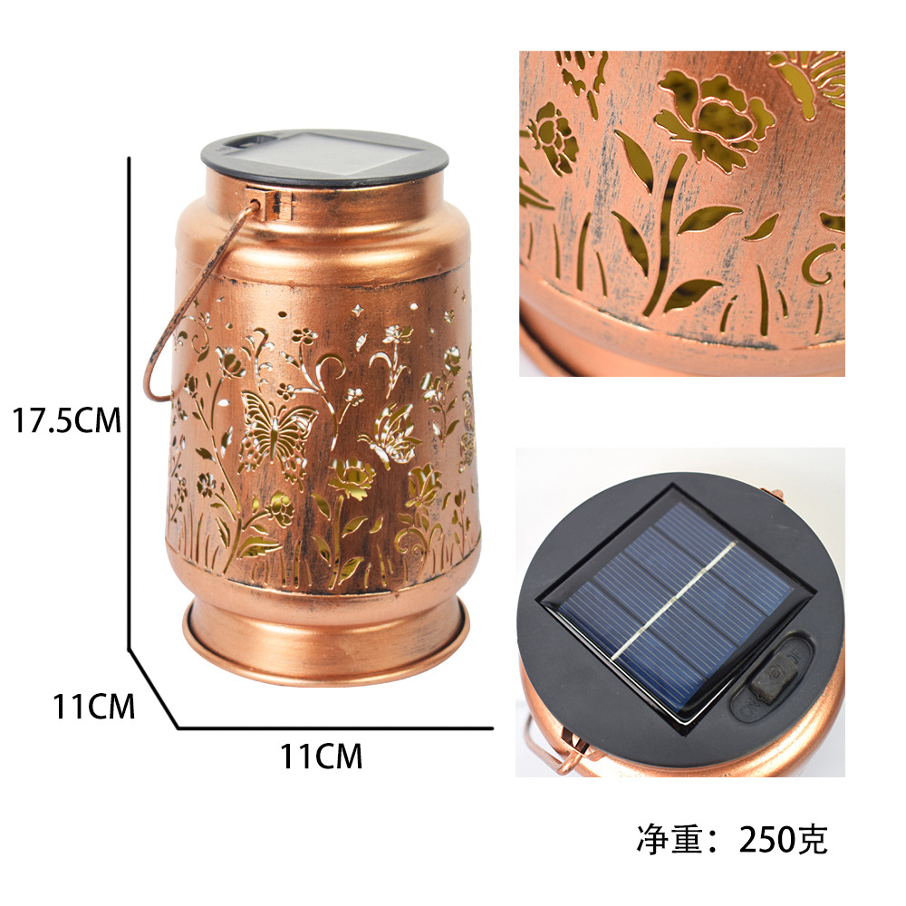 ソーラーライト屋外中空ランタン中庭造園レイアウト鉄馬ランタンガーデンバルコニー雰囲気装飾ライト