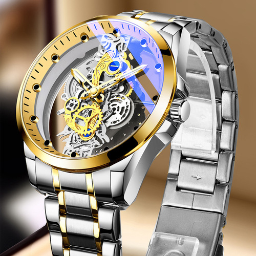 Automatic cross-border Tréguet new double-sided hollow watch with non-mechanical tourbillon for men