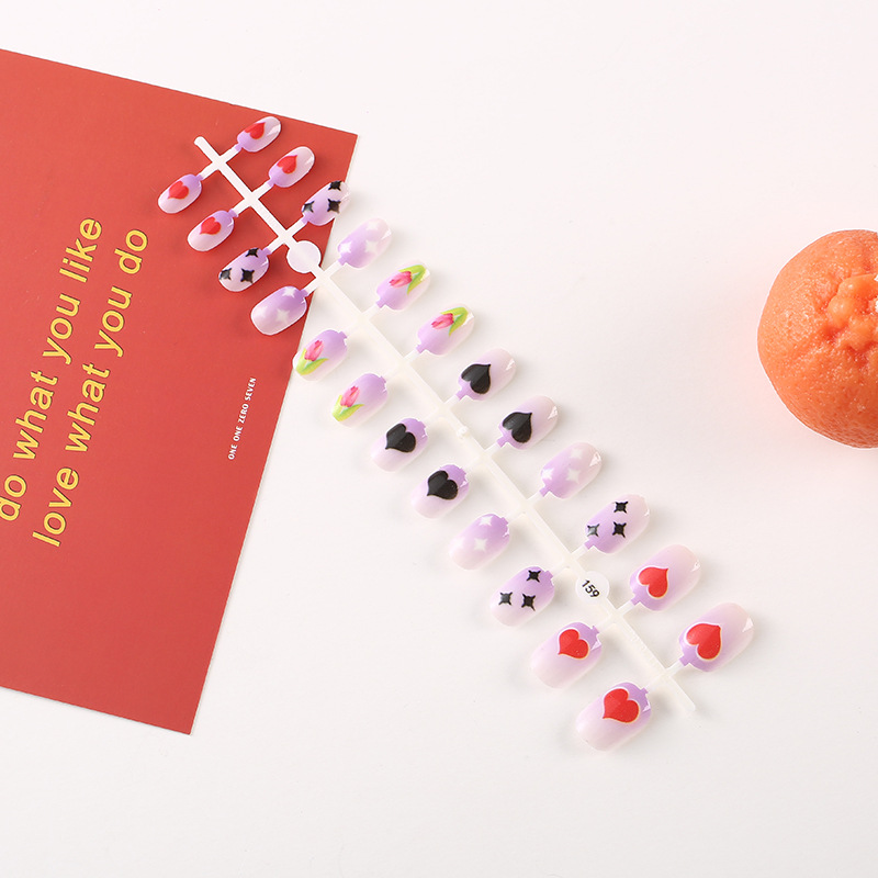 Nuevo desgaste de los niños uñas color amor niños uñas pegatinas patrón simple pintado de uñas en stock comercio exterior exclusivo