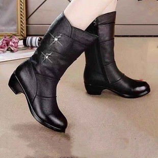 Autumn and Winter Low Heel Soft Bottom Mid-range Women's Boots British Style Fashion Casual Martin Boots Warm Women's Cotton Shoes