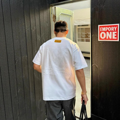 正しいバージョン 2025S ロバファミリー Tシャツ夏メンズフロントとバック中空刺繍ハイエンド半袖半袖カジュアル