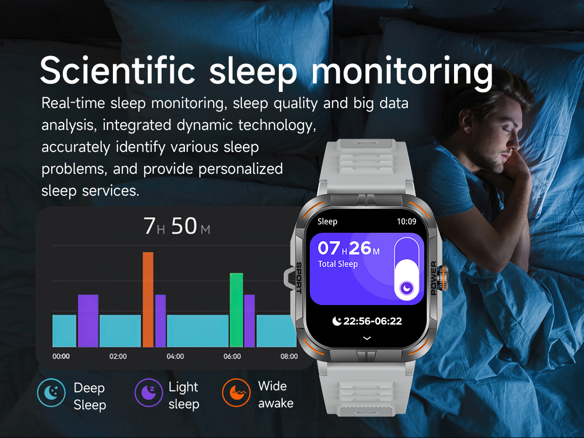 Montre connectée outdoor avec écran tactile AMOLED 1,97 pouce, Bluetooth, appels et lampe torche._voghion.com