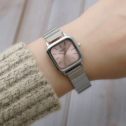 Literary square mesh belt quartz watch stainless steel belt fashionable girls watch forest square watch ladies watch