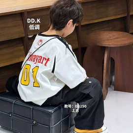 DDK2026夏季新品D8250补单爆款潮酷印花拼接T恤120-170