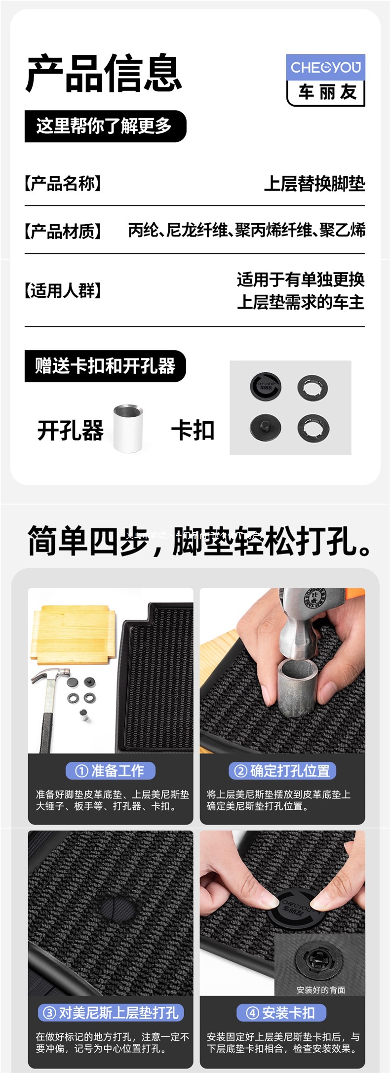Menis carpet-style car floor mat upper replacement pad for the driver's side, single-piece carpet-style foot mat