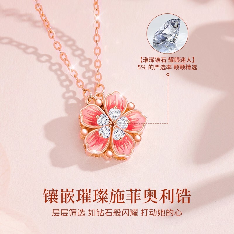 桃之夭夭桃心吊坠项链女2025新款轻奢小众一款俩戴配饰女生日礼物|undefined