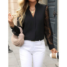 K 29295 Color block chiffon women's shirt ƴ��ѩ��Ůʿ����