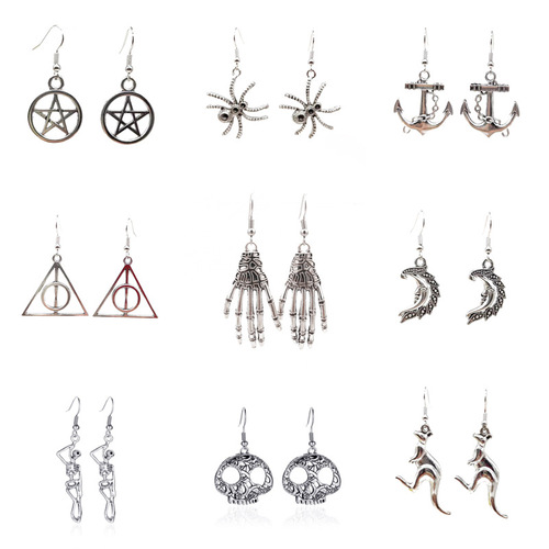 Harry Potter Earring Halloween Skull Spider Earring Anchor Ship Rudder Earrings Kangaroo Bird Accessories Wholesale