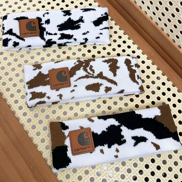 Cross-border new in stock cow jacquard sports headband men's and women's same knitted headband outdoor leisure headband fashion