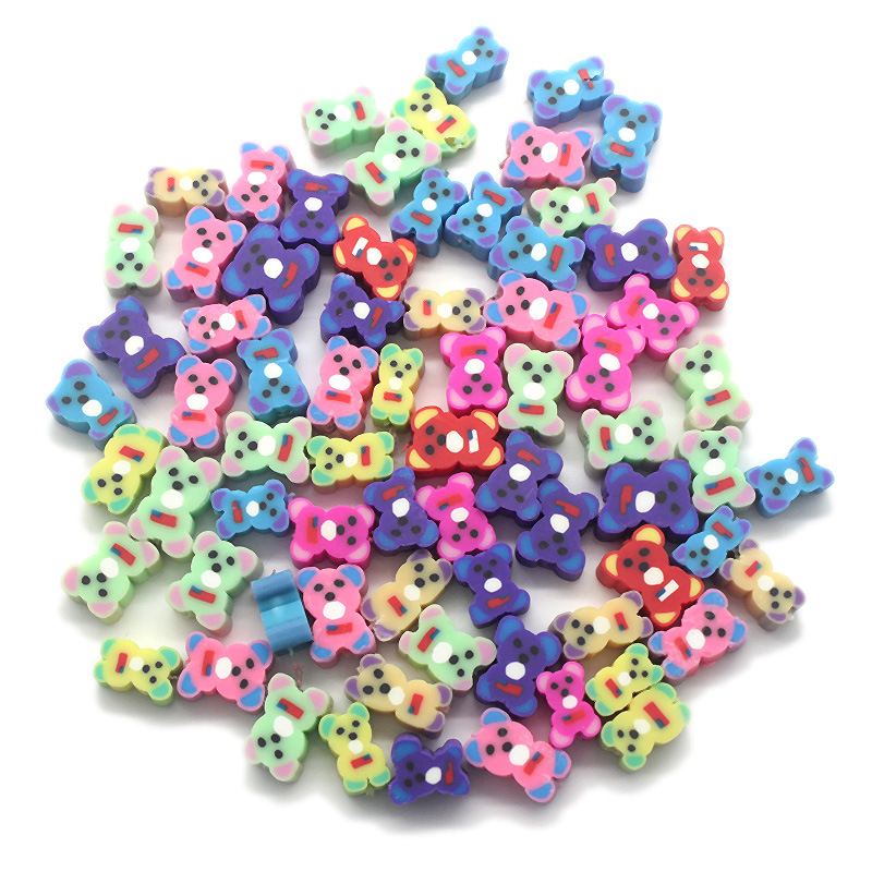 Cuentas de cerámica suave DIY, caras sonrientes, sueltas para pulseras y collares