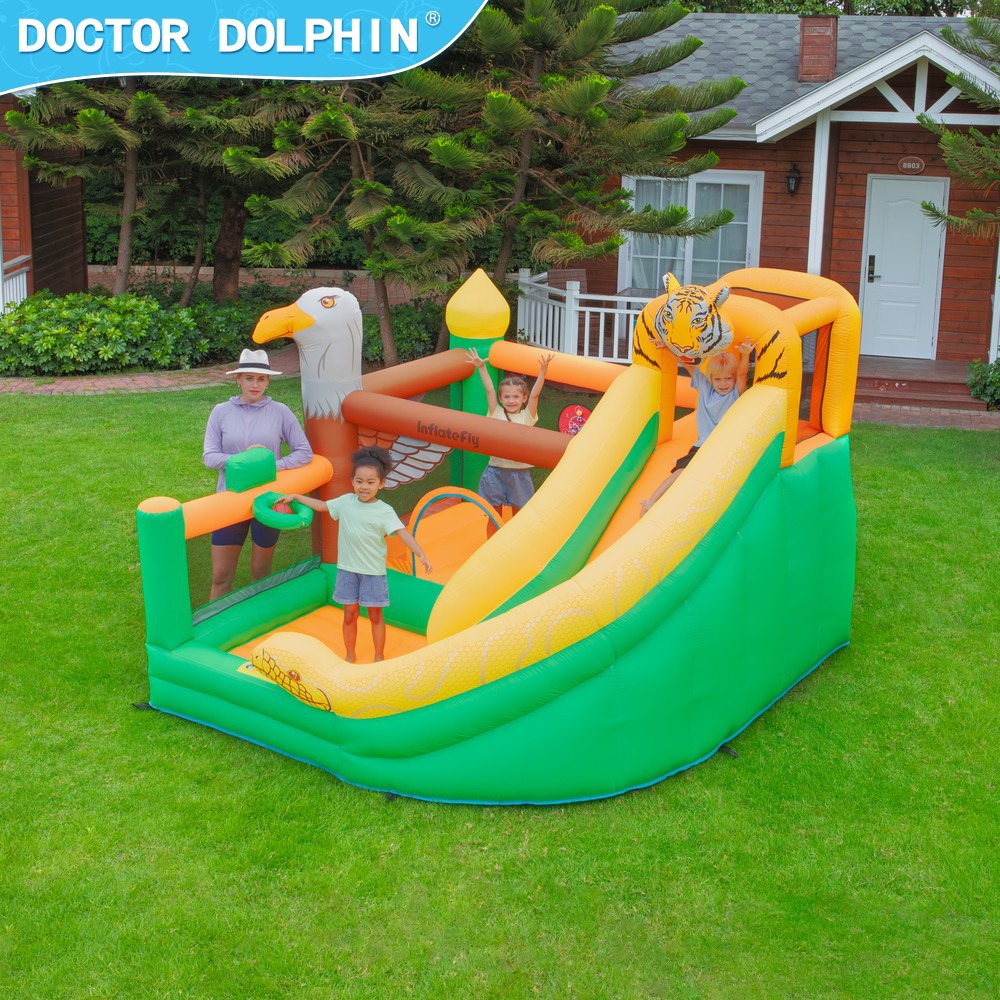 Dr. Pig inflatable castillo para niños inflatable al aire libre slide para casa mini parque infantil castillo